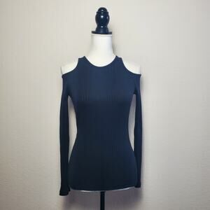 FRAME Black Cold Shoulder Top Medium